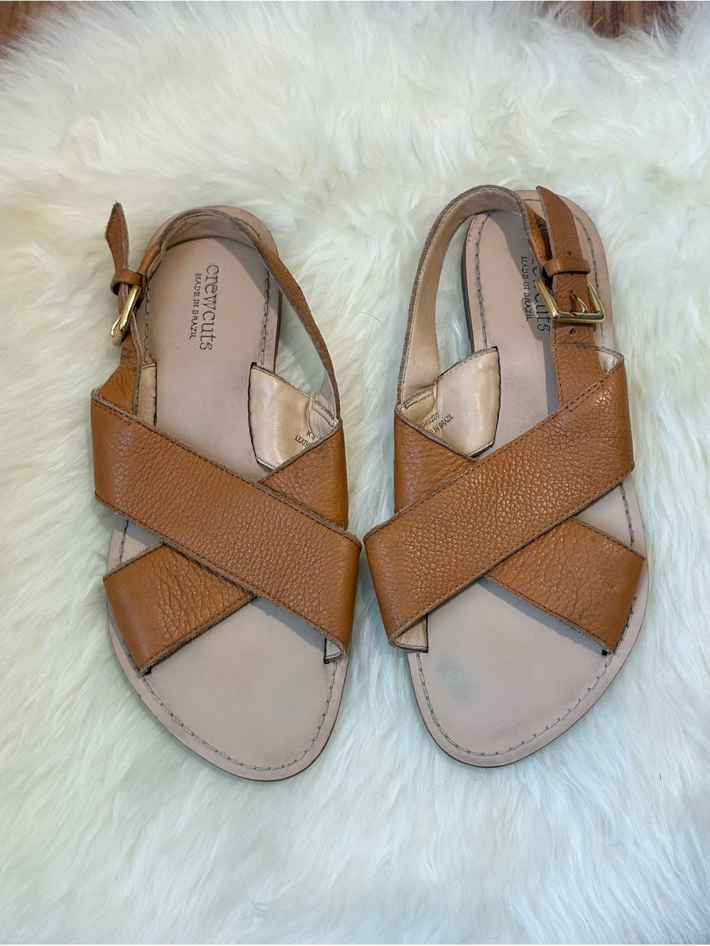 Crewcuts Tan Strappy Sandals • Size 3
